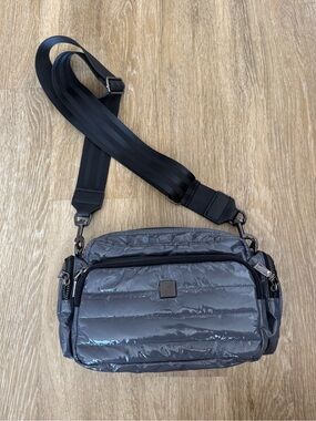 THINK ROYLN Crossbody blue patent NEW